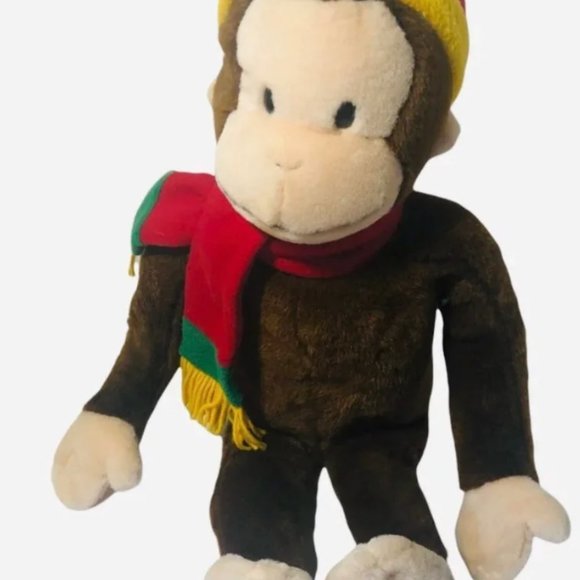 Macy's Other - Vintage Curious George Soft Plush Monkey Large 24" Winter Hat & Scarf